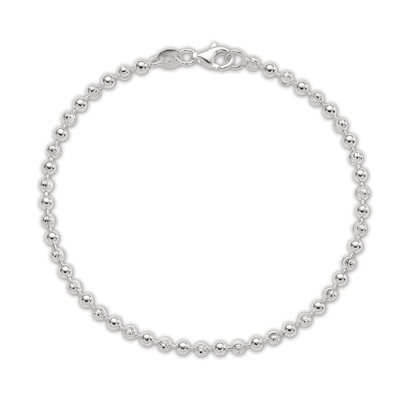 Beaded Chain Anklet Sterling Silver 10"