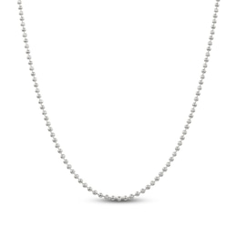 Solid Beaded Chain Necklace Sterling Silver 24" 3.0mm