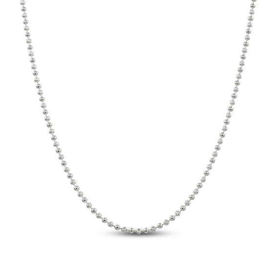 Solid Beaded Chain Necklace Sterling Silver 24" 3.0mm
