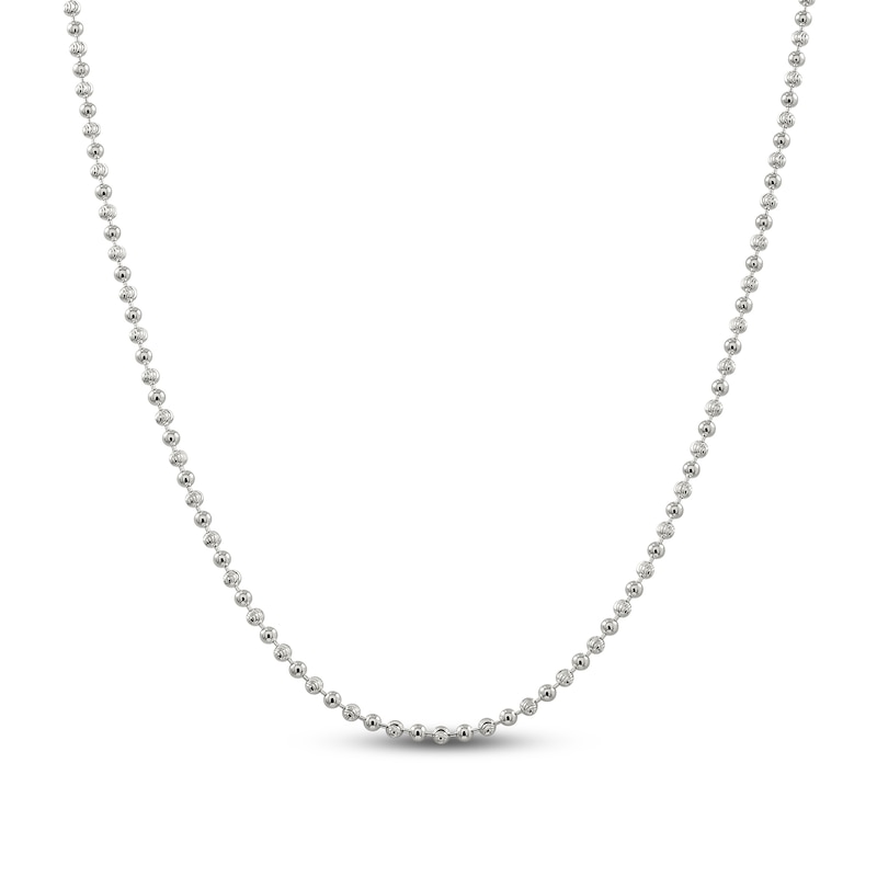 Main Image 1 of Solid Beaded Chain Necklace Sterling Silver 24" 3.0mm