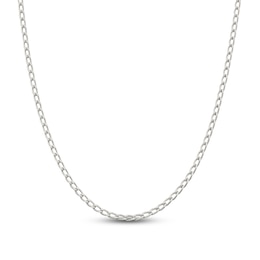 Solid Elongated Link Chain Necklace Sterling Silver 3.2mm 22"