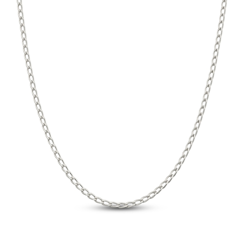 Main Image 1 of Solid Elongated Link Chain Necklace Sterling Silver 3.2mm 22"