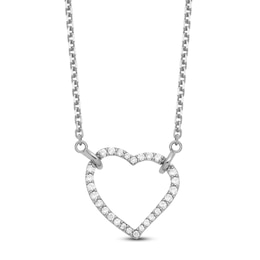 Heart Necklace Diamond Accents 14K White Gold 18"