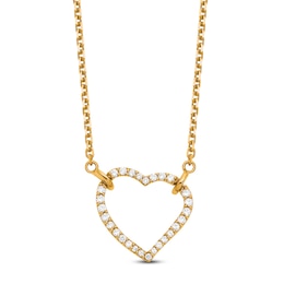 Heart Necklace Diamond Accents 14K Yellow Gold 18"