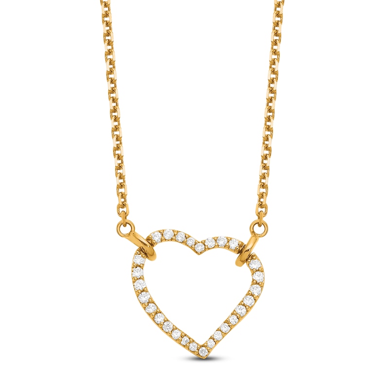 Main Image 1 of Heart Necklace Diamond Accents 14K Yellow Gold 18"