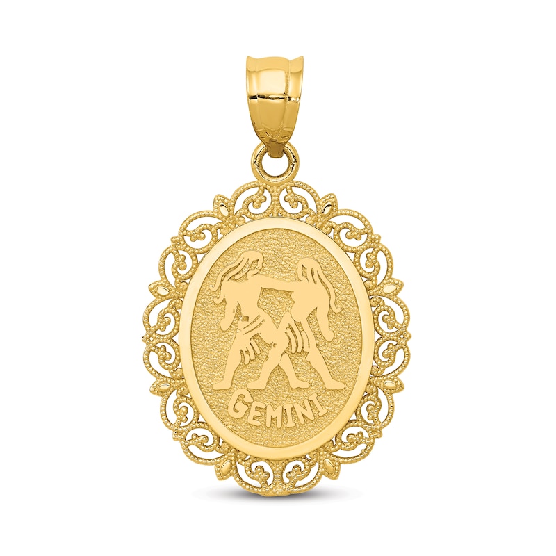 Main Image 1 of Polished Gemini Zodiac Charm 14K Yellow Gold