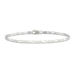 Solid Figaro Chain Bracelet Sterling Silver 7" 2.85mm