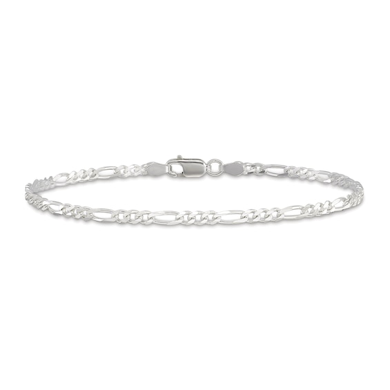 Solid Figaro Chain Bracelet Sterling Silver 7" 2.85mm