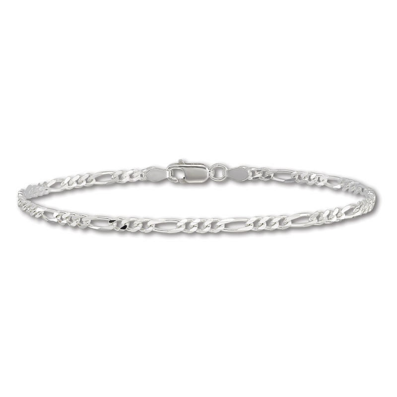 Solid Figaro Chain Bracelet Sterling Silver 8