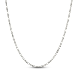 Solid Figaro Chain Necklace Sterling Silver 20" 2.85mm