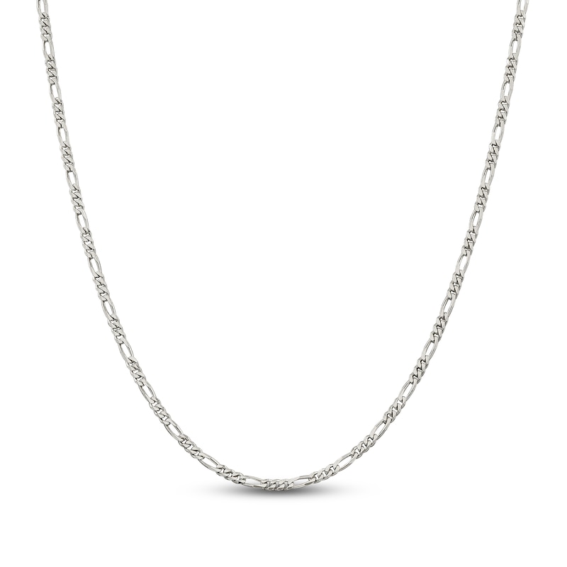 Solid Figaro Chain Necklace Sterling Silver 20" 2.85mm