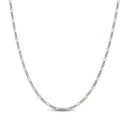 Solid Figaro Chain Necklace Sterling Silver 26" 2.85mm