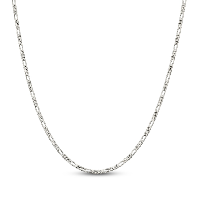 Solid Figaro Chain Necklace Sterling Silver 30