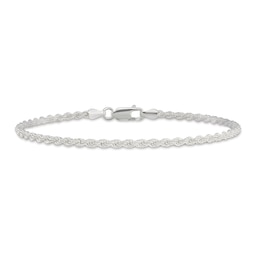 Solid Rope Chain Bracelet Sterling Silver 9&quot; 2.5mm