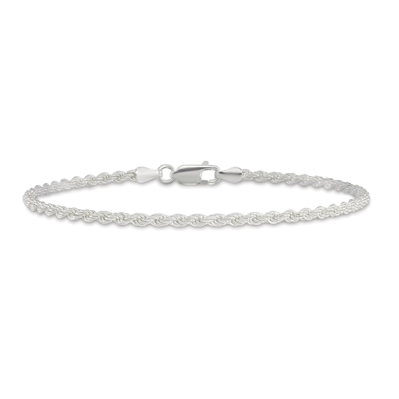 Solid Rope Chain Bracelet Sterling Silver 9" 2.5mm
