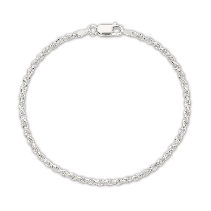 Main Image 1 of Solid Diamond-Cut Rope Chain Bracelet Sterling Silver 7" 2.25mm