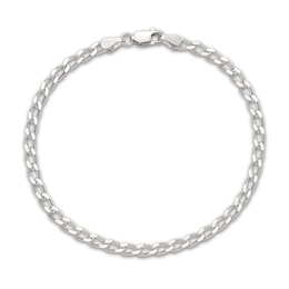 Solid Open Link Chain Bracelet Sterling Silver 7" 3.2mm