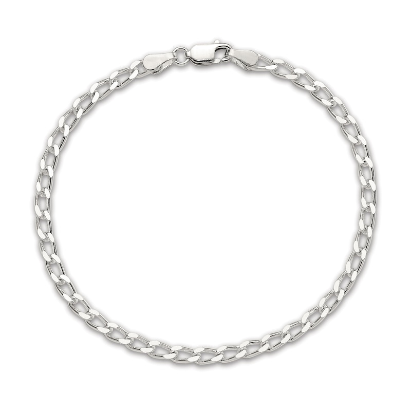 Solid Open Link Chain Bracelet Sterling Silver 7