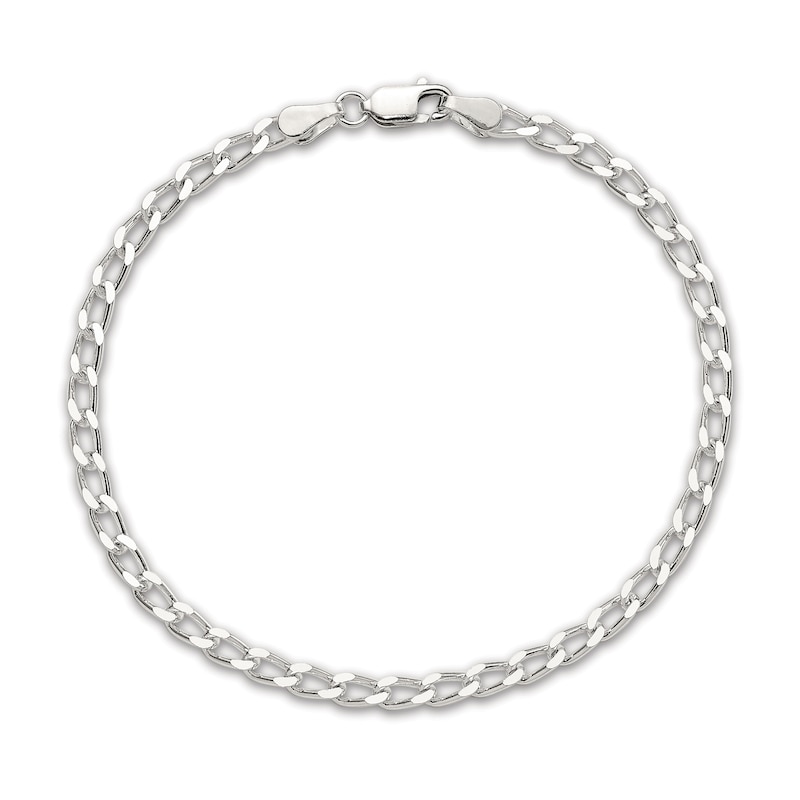 Main Image 1 of Solid Open Link Chain Bracelet Sterling Silver 7" 3.2mm
