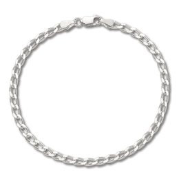 Solid Open Link Chain Bracelet Sterling Silver 8" 3.2mm