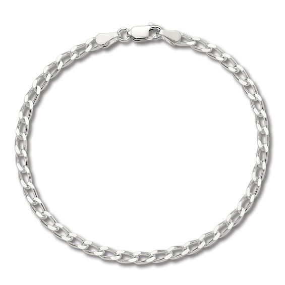 Solid Open Link Chain Bracelet Sterling Silver 8" 3.2mm