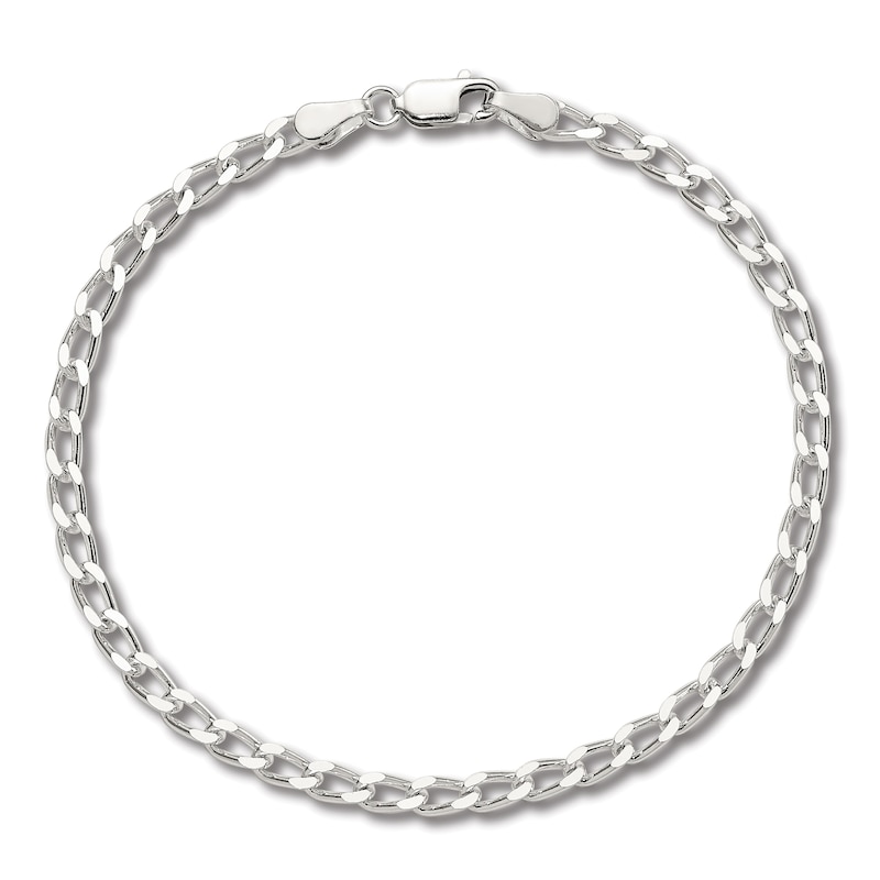 Main Image 1 of Solid Open Link Chain Bracelet Sterling Silver 8" 3.2mm