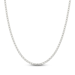 Solid Open Link Chain Necklace Sterling Silver 18" 3.2mm
