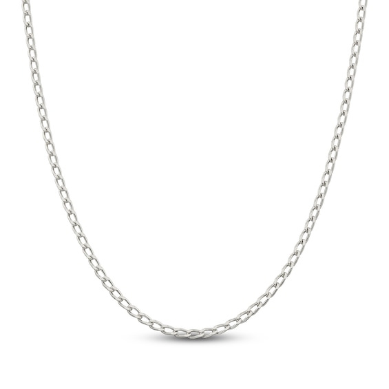 Solid Open Link Chain Necklace Sterling Silver 18" 3.2mm