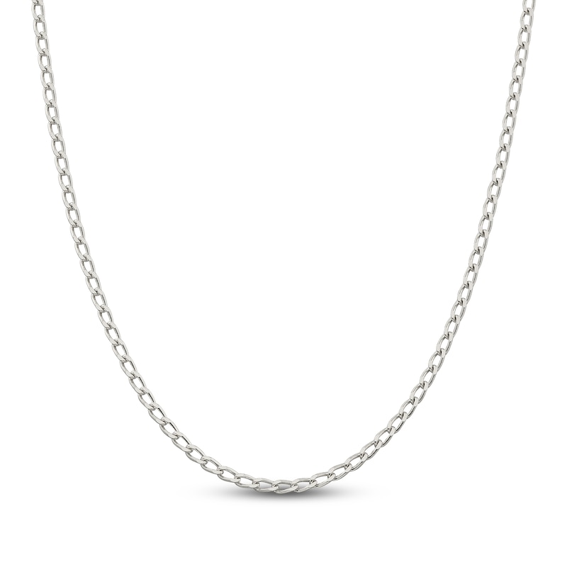 Main Image 1 of Solid Open Link Chain Necklace Sterling Silver 18" 3.2mm