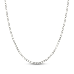 Solid Open Link Chain Necklace Sterling Silver 20" 3.2mm