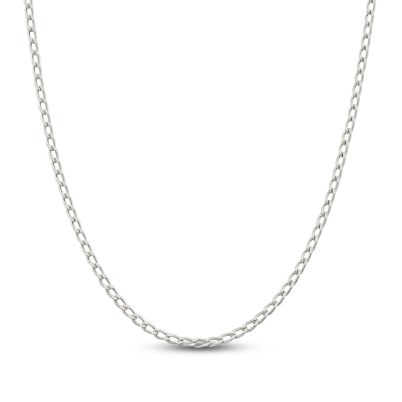 Solid Open Link Chain Necklace Sterling Silver 20" 3.2mm