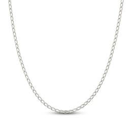 Solid Open Link Chain Necklace Sterling Silver 24" 3.2mm