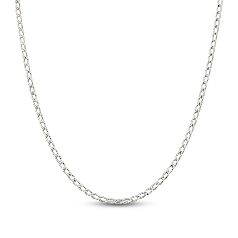 Main Image 1 of Solid Open Link Chain Necklace Sterling Silver 24" 3.2mm