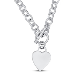 Engravable Heart Necklace Sterling Silver 18"