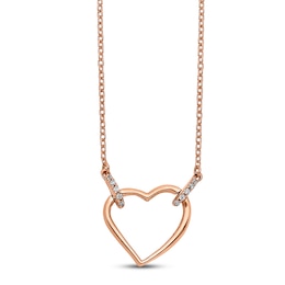Heart Necklace Diamond Accents 14K Rose Gold 18"