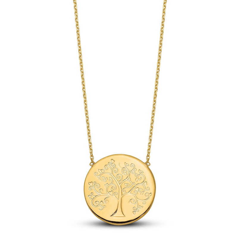 Main Image 1 of Polished Tree of Life Necklace 14K Yellow Gold 18"
