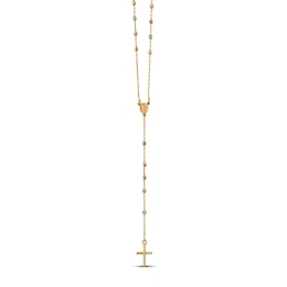 Rosary Medal Necklace 14K Tri-Tone Gold 24"