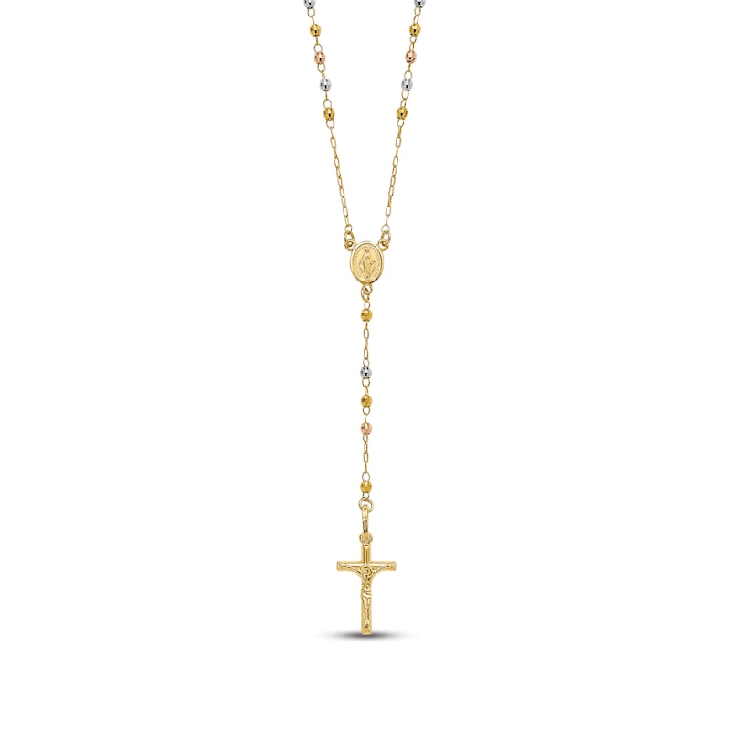 Main Image 1 of Rosary Bead Necklace 14K Tri-Tone Gold 24"