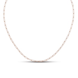 Hollow Polished Paperclip Link Necklace 14K Rose Gold 2.6mm 18"