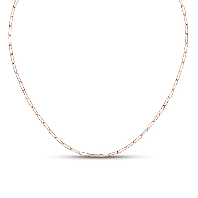 Main Image 1 of Hollow Polished Paperclip Link Necklace 14K Rose Gold 2.6mm 18"