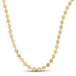 Polished Circle Station Necklace 14K Yellow Gold 18"