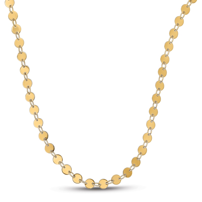 Main Image 1 of Polished Circle Station Necklace 14K Yellow Gold 18"