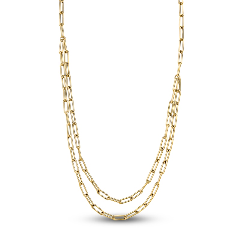 Main Image 1 of Two Layer Paperclip Necklace 14K Yellow Gold 20-Inch