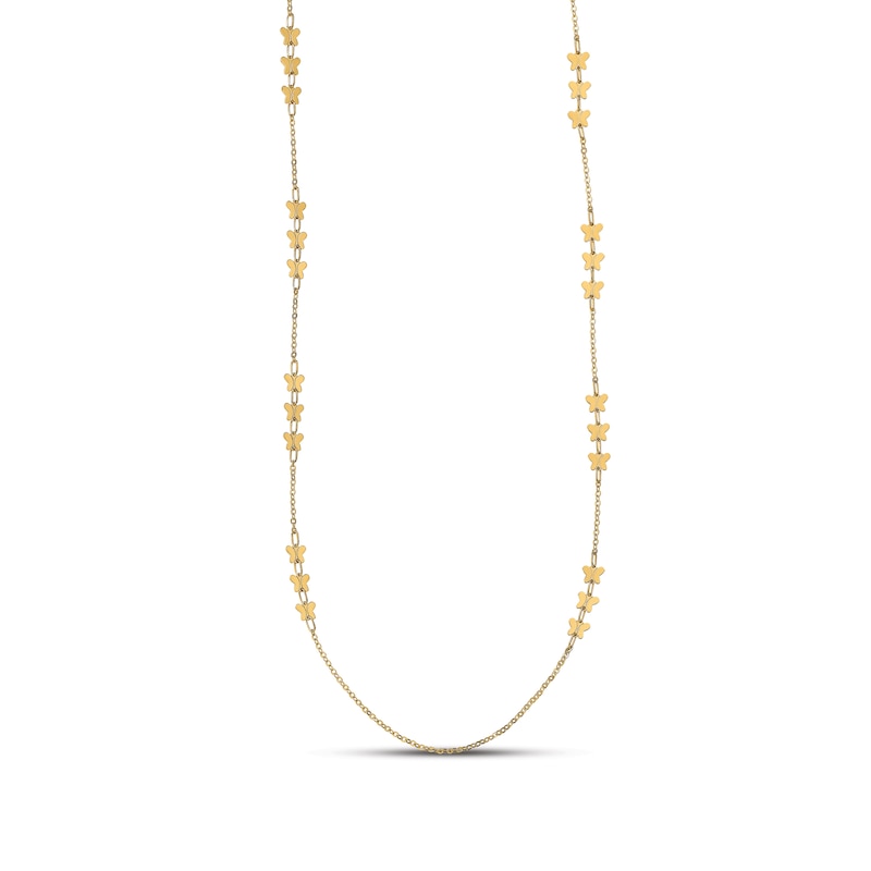 Main Image 1 of Polished Butterfly Necklace 14K Yellow Gold 24"