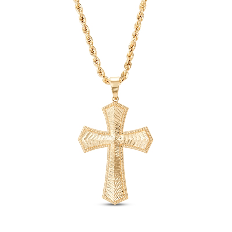 Main Image 1 of Cross Rope Chain Necklace 10K Yellow Gold 22"
