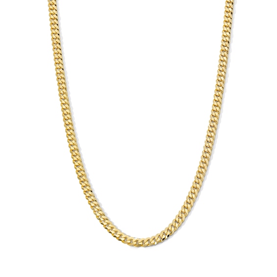 Solid Curb Necklace 14K Yellow Gold 20" 3.9mm