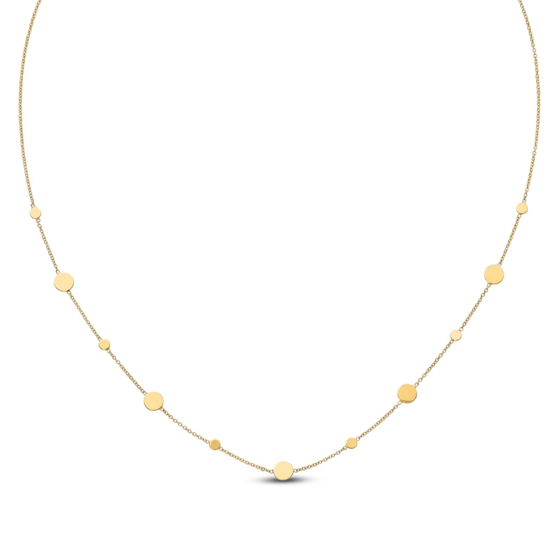 Main Image 1 of Polished Disc Necklace 14K Yellow Gold 18"