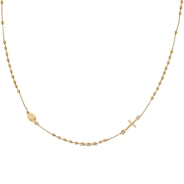 Cross Rosary Necklace 14K Yellow Gold