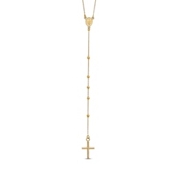 Slip-On Cross Rosary Necklace 14K Yellow Gold 24"