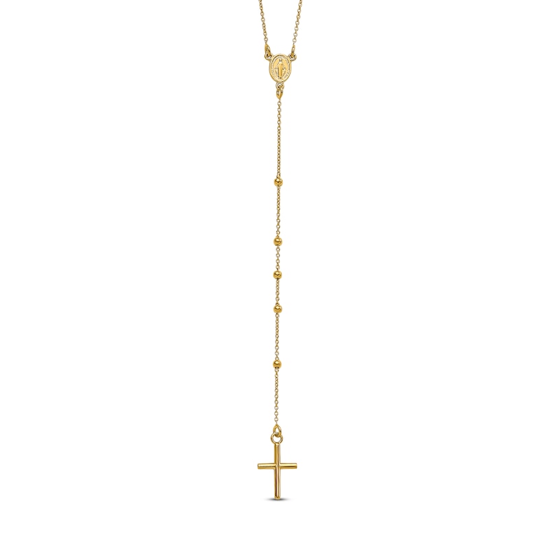 Main Image 1 of Slip-On Cross Rosary Necklace 14K Yellow Gold 24"
